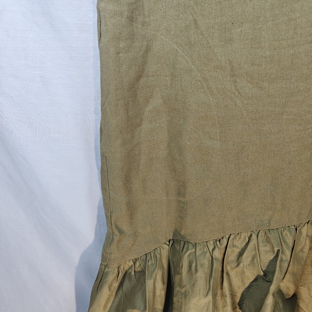 FORCYNTHIA Olive Green Crochet Back‎ Ruffle Hem Midi Dress Women's Size M - Picture 4 of 9